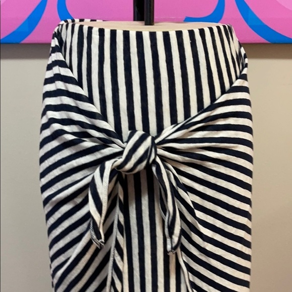 Splendid x Margherita Black White Linen Striped Skirt - Picture 3 of 12